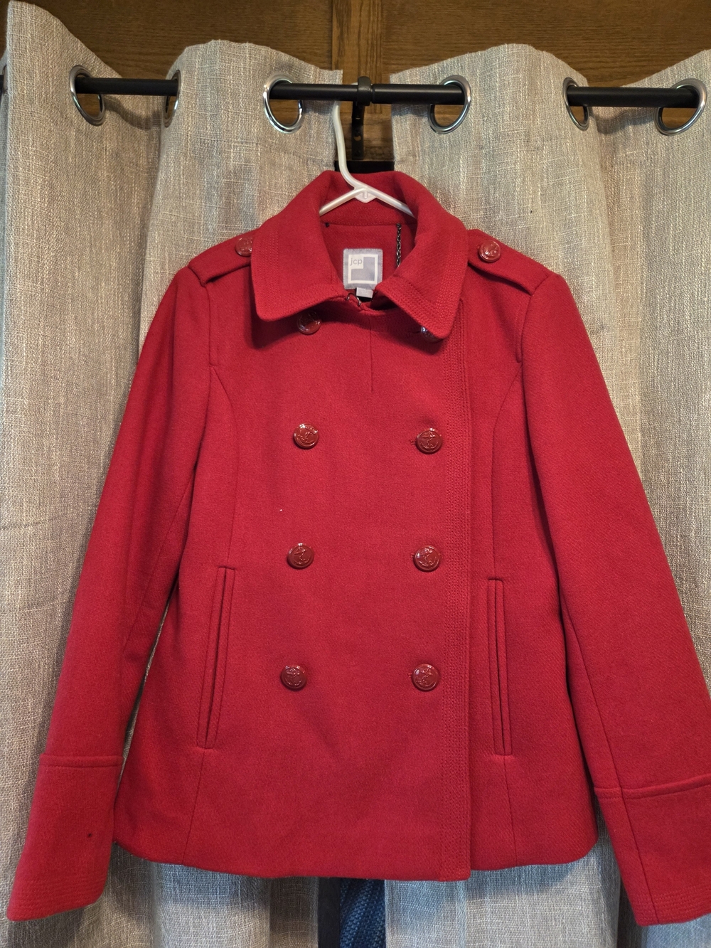 jcpenney Red Double-Breasted Peacoat